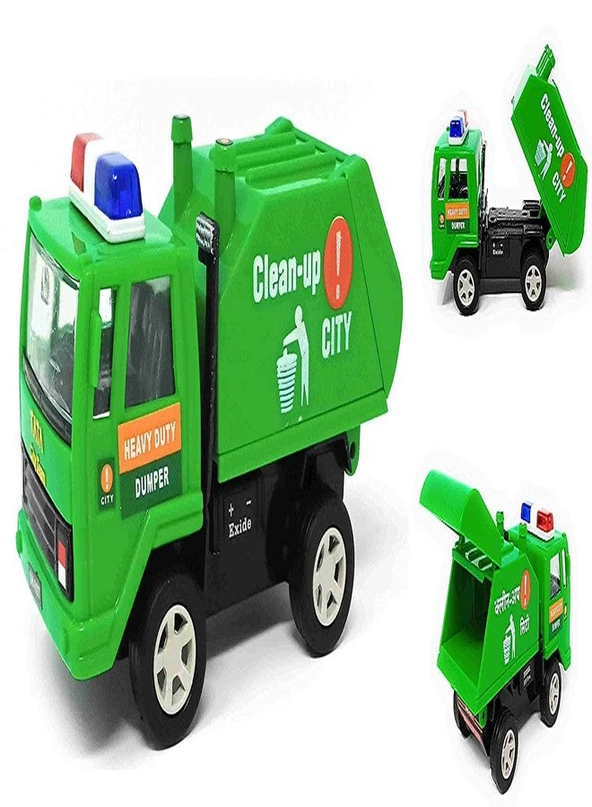 House Crafts Pull Back Garbage Truck Toys for Kids Boys and Girls/Rubber Wheels High-Speed Push Back Garbage Truck Toys for Boys 3-5 / Motivating Toy for Kids to Clean up Your City/Green - Image 1